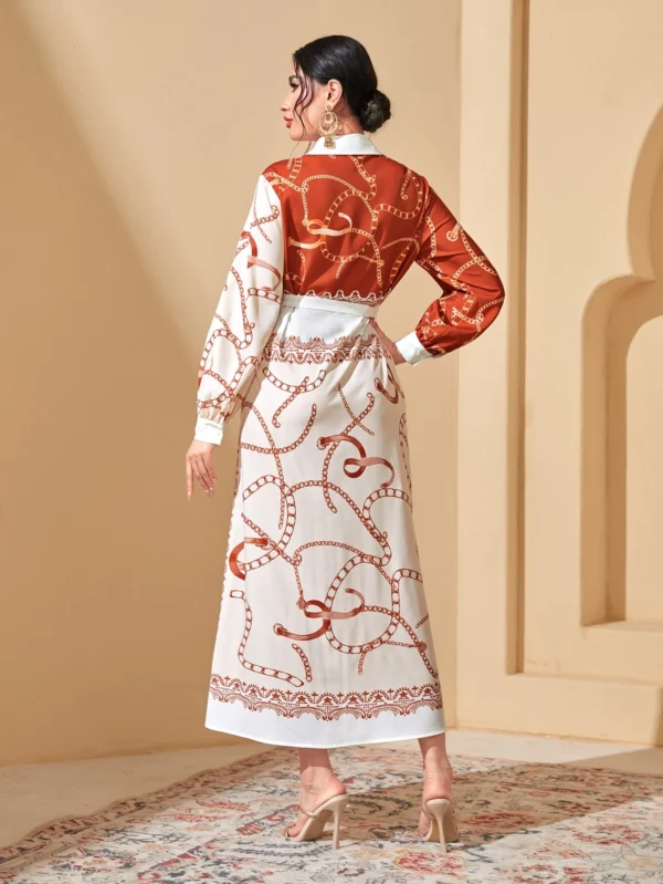 Robe à moitié orange moitié blanche en soie – Image 5
