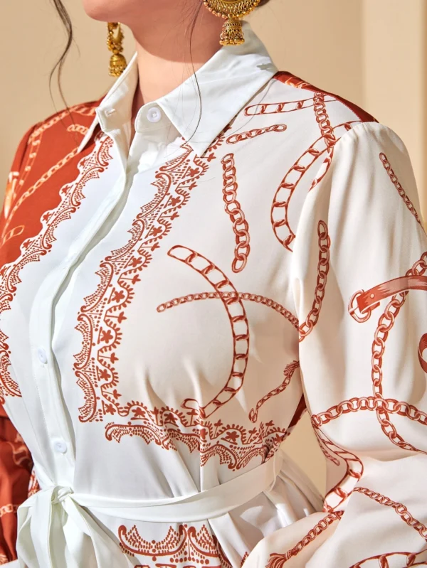 Robe à moitié orange moitié blanche en soie – Image 4