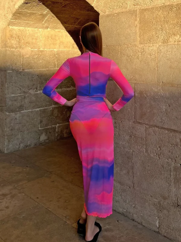 Burkini Maillot de bain une pièce tie dye avec jupe de plage – Image 2
